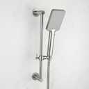 Shower Slide Bar Adjustable Handheld Shower Head Holder Wall Mount - 15inch All-Metal Shower Head Slide Bar Compatible with Bathroom Drill Free Glue Installation - Brushed