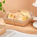 ZORRITA 50 Pack 5 Inch Paper Charcuterie Boxes with Clear Lids, Square To Go Cake Slice Containers Small Kraft Bakery Boxes for Dessert, Cookies, Sandwich, Strawberries (Brown)