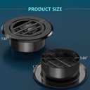 6 Inch Round Vent Cover, HG Power Aluminium Alloy Louver Gable Vent, Black Soffit Vent with Built-in Screen Mesh for Bathroom Kitchen Office Ventilation 5.66”