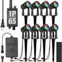 SUNTHIN Outdoor Landscape Lighting with Remote, RGBW Color Changing Spot Uplights, 8 Pack