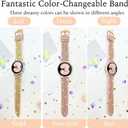 Bling Silicone Band Compatible with Samsung Galaxy Watch 4 & 5 Band-40mm with Screen Protector Case, 20mm Quick Release Women Glitter Cute Watch Band & Bling Protective Cover Case (Rose Gold)