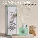 Premium Reed Diffuser Set - Room Freshener & Aromatherapy Diffuser for Homes | 100ml Glass with 5 Rattan Sticks & Flower Rattan | Smokeless, Toxin-Free | Lasts Up to 35 Days (White Tea)