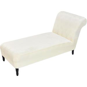 Velvet Chaise Lounge Cover Indoor Armless Chaise Slipcover Luxury High Stretch Ultra Soft Lounge Chair Covers Modern Machine Washable Chair Cover for Living Room Bedroom Furniture, Beige