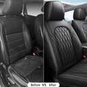 WELLDO Car Seat Covers Full Set, Leather Seat Covers for Cars, Car Seat Protector Waterproof, Non-Slip Car Interior Covers Full Set Universal Automotive Seat Covers for Most Cars SUVs, Black