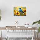 Zyphren Farmhouse Blue Bird Decor Wall Art Sunflower Sparrow Pictures Wall Decor Country Rustic Canvas Prints Painting Artwork Gifts for Bathroom Living Room Bedroom Modern Home Decoration 16"x20"