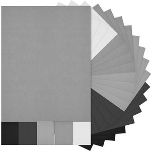 Sinmoe 100 Sheets 5 Shades Cardstock Paper 8.5 x 11 Inches 180gsm Solid Core Printer Paper for Scrapbooking DIY Arts Crafts Making School Office Home Supplies(Black, White, Gray)