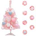 MMH Christmas Tree - Pink Christmas Tree Mini Xmas Pine Tree with Stand Base Table Top Christmas Tree with Lights for Christmas Style Artificial Christmas 23.6 inch
