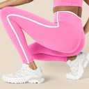 Amazon Essentials Women's Active FormFlex Buttery Soft High Waist 27.5" Inseam Full Length Yoga Leggings with Contrast Trim (Flamingo Pink/White)