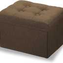 LINMAGCO Ottoman Storage Ottoman with Storage Small Foot Rest Stool Under Desk Stool Short Folding Footrest Linen Cloth Brown 16X12X12IN