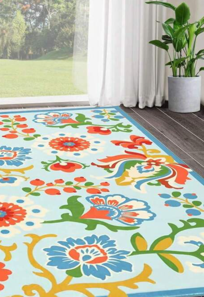 HEBE Floral Area Rug 6'x9’ Large Living Room Rug Boho Rugs for Bedroom Non Slip Washable Dining Room Mat Soft Throw Rug Indoor Floor Carpet for Nursery Kids Room Entryway