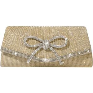 Trisapu Bow Evening Bag Sparkly Clutch Purses for Women Wedding Glitter Rhinestone Party Prom Purse Dressy Clutch Bags | Bow, Sparkly, Wedding, Glitter, Rhinestone, Party