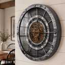 HOIBAI Wall Clock, 27 Inch Moving Gears Clock Large Wall Clock for Living Room Decor Rustic Vintage Industrial Steampunk Farmhouse Big Clock for Home Kitchen Bedroom Office