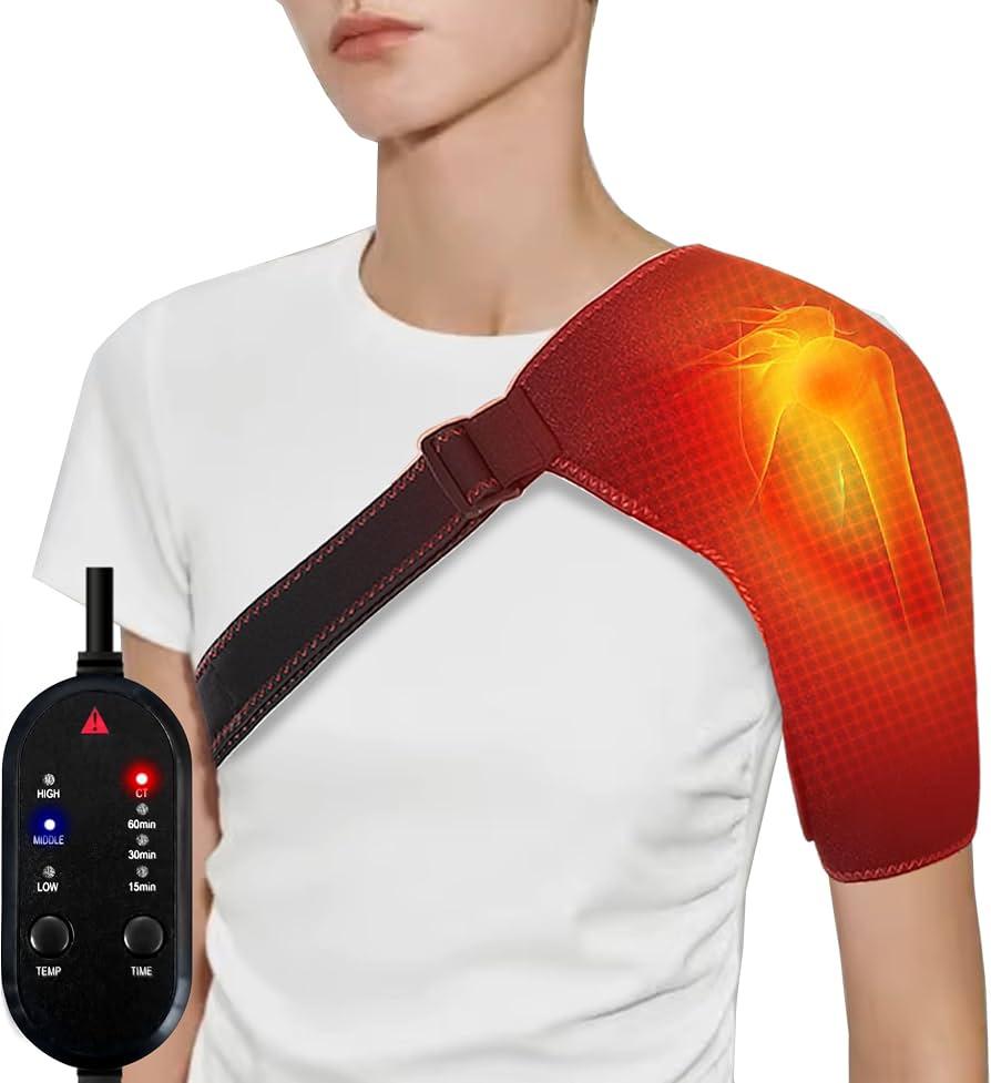 Shoulder Heating Pads for Rotator Cuff Pain,Adjustable Heated Shoulder Wrap with 3 Heat Settings,Ideal for Relieving Muscle Pain&Daily Use