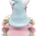 Hodao Easter Gnome Figurine, Resin Bunny Hat Gnome with Pastel Eggs & Bird, Hand-Painted Spring Tabletop Decor for Home, Shelf, Mantel, Tiered Tray, Easter Gift