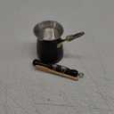 BCS 12 Oz Copper Turkish Greek Arabic Coffee Pot with Wooden Handle (4 servings) Cezve Ibrik Briki Stovetop Coffee Maker with Wooden Spoon