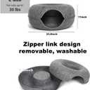 Large Cat Tunnel Bed for Indoor Cats with 3 Toys, Scratch Resistant Donut Cat Bed, Up to 30 Lbs (L 24x24x11, Dark Grey)