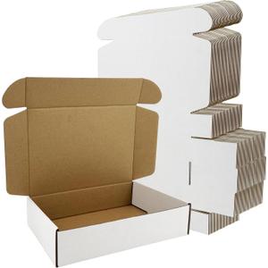 50 Pack 9x6x2 Inches Shipping Boxes, Corrugated Cardboard Mailing Box, Small White Gift Box Mailers, Packaging Boxes for Business Present, Moving and Storage