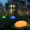 Blibly Solar Garden Lights Outdoor Glow Cobblestone Shape Lamp Garden Decor Light-White & RGB Light Waterproof Landscape Night Lights for Lawn/Patio/Path 1pc (RGB (Red, Green, Blue))
