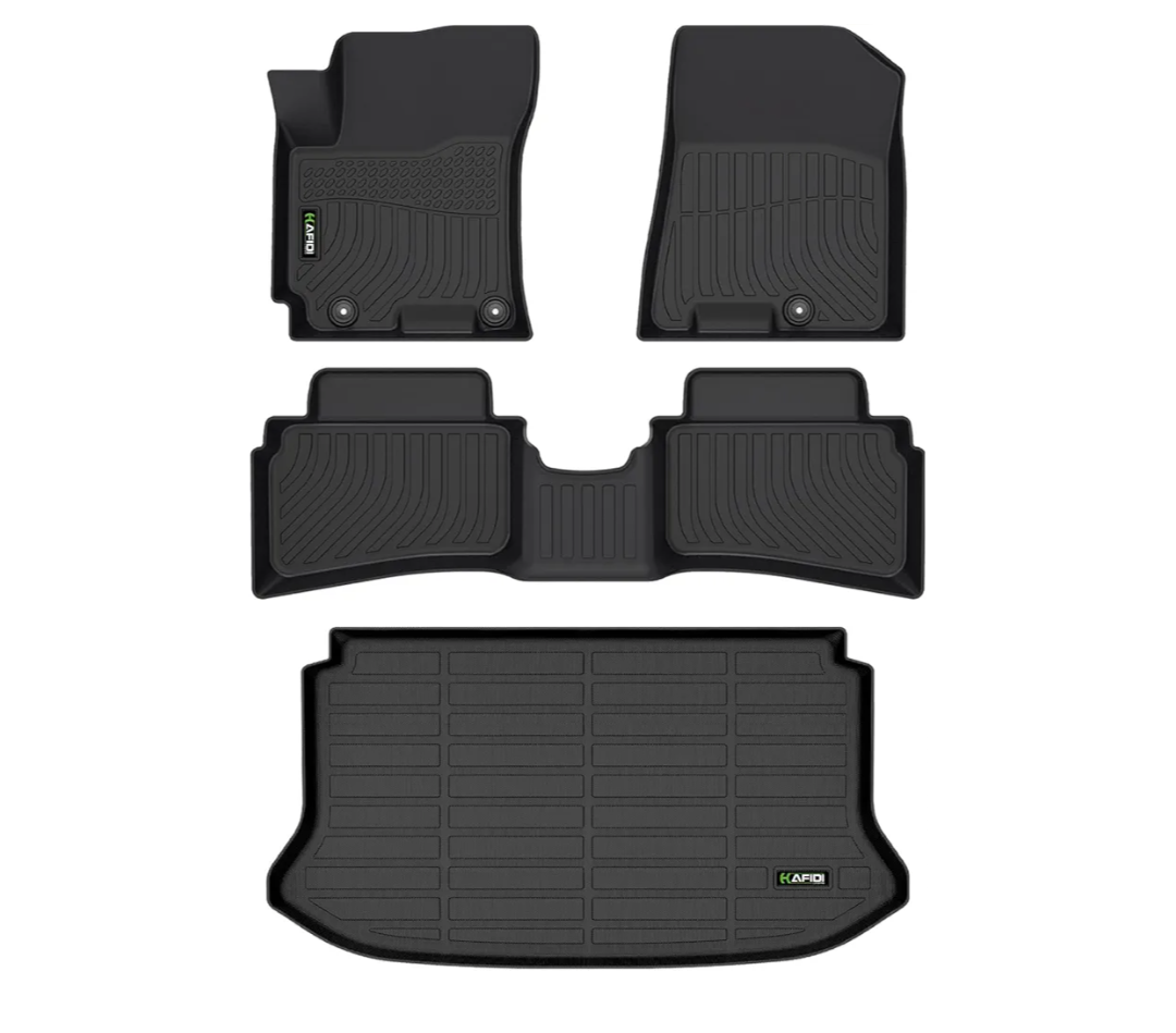 Floor Mats & Cargo Liner Set Fit for 2020-2026 Hyundai Venue (Cargo Liner Only Fit The Upper Layer) All Weather Protection TPE Anti-Slip Car Full Set Floor Liners Custom Accessories-Black