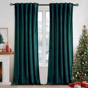 Curtains 96 inches 2 Panels - Luxury Blackout Curtains for Bedroom Living Room Thermal Insulated Super Soft Window Drapes Rod Pocket & Back Tab,  Green, W50 x L82 inches