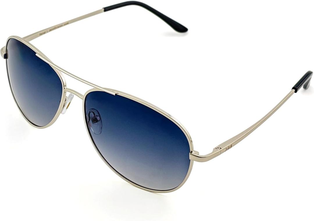 J+S Premium Military Style Classic Aviator Sunglasses, Polarized, 100% UV protection for Men Women (Silver Frame/Moonlight Gray Gradient Lens)