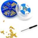 150 pcs Nickel Plated Tip Screws Pointed Cross Slot Leather Accessories 6 Sizes Belt Screws Include M2*3M2.5*4M2.5*5M 2.5*6M3*5M3*8 With 2mm Screwdriver for Belt Buckle Wallet Handbag Purse Gold