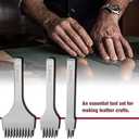 KUIDAMOS 3PCS White Steel 2/5/10 Punch Prong Tool Set Lacing Stitching Chisel Set for Leather Crafts Punching Working(Spacing 3.85mm)