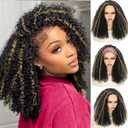20 Inch Kinky Curly Half Wig, 3-in-1 Upgrade Synthetic Half Wig with Drawstring, 210% Density Seamless Clip-In & Flip-Over Headband Wig for Women, Wear and Go Beginner Friendly1B/27