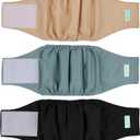 wegreeco Washable Male Dog Belly Band (Stylish Pattern)- Pack of 3 - Washable Male Dog Belly Wrap, Dog Diapers Male (Black, Blue, Coffee, Medium)