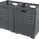 Rinboat 40 L Plastic Collapsible Laundry Hamper, Plastic Dirty Clothes Basket, Gray, Pack of 2