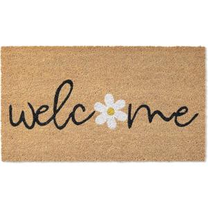 Spring Welcome Front Door Mat - 30"x17" Coir Doormat with Anti-Slip PVC Backing, Indoor Outdoor Welcome Easter Mats for Entryway, Porch, Durable Coconut Fiber Mat, Natural Home Decor
