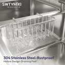 SWTYMIKI Sponge Holder for Kitchen Sink, Movable Kitchen Sink Caddy with Compact Size Rustproof and Waterproof Hanging Sponge Caddy for Double Bowl Sinks, Silver