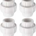 1 inch PVC Pipe Union Fittings, PVC Connectors Female Thread Coupling (1", 4pcs)