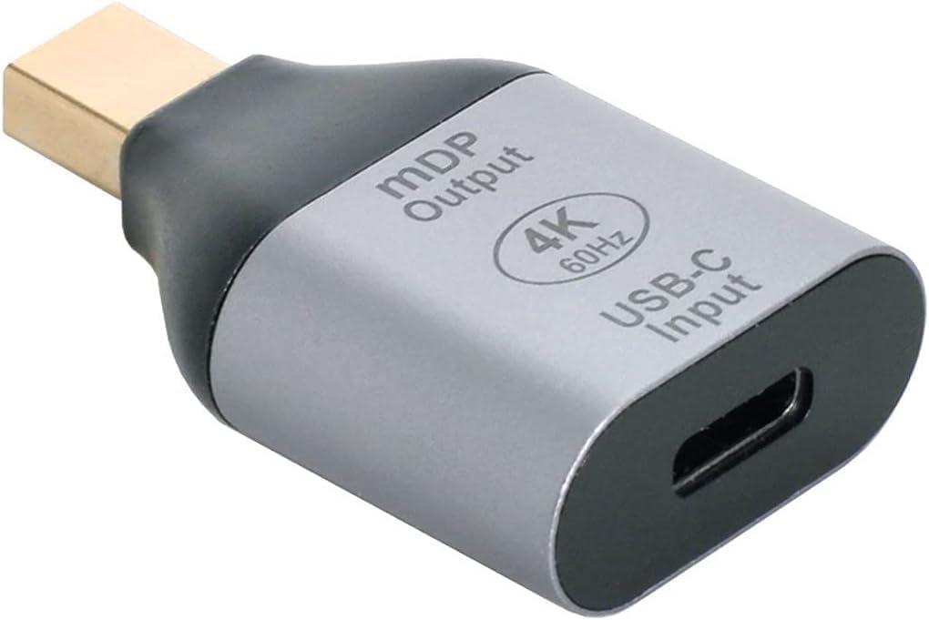 USB-C Type C Female Source to Mini Displayport DP Sink HDTV Adapter 4K 60hz 1080p for Tablet & Phone & Laptop (Not Work for Mini-DP Host to Type-C Monitor)