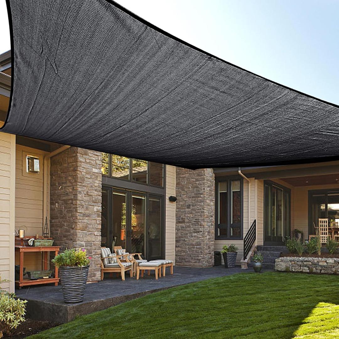 LOVE STORY 12' x 16' Sun Shade Sail Rectangle Sunshade UV Block Patio Shade Sail for Garden Backyard, Graphite Grey