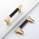 10 Pack 3 Inch(76mm) Hole Center Kitchen Cabinet Handles Black and Gold Cabinet Pulls Knurled Kitchen Drawer Pulls Finish 4" Hardware Dresser Handles Bathroom Cabinets Handles