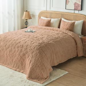 FY FIBER HOUSE Flower Bed Blanket Ultra Soft Blanket Fuzzy Queen Blanket for Bed Couch Sofa, 90"x90", Khaki