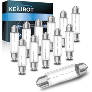 Keiurot Under Cabinet Light Bulbs T3 44MM 12V 5W Festoon Bulb, Xenon UnderCabinet Bulb Festoon Light Bulb 2700K, 12Pack