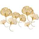 RattanView 8 Pcs Gold Metal Leaf Wall Decor Golden Hollow Ginkgo Leaf Decor Wall Art Hanging Modern Floral Wall Sculpture for Home, Living Room, Bedroom, Office, Study, 5.9'', 7.87'', 9.84'', 11.81''