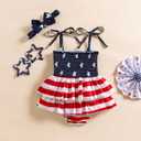 Noubeau Toddler Baby Girl 4th of July Dresses Independence Day Outfit Kid American Flag Stars Stripes Patriotic Dress Clothes