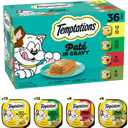 Temptations Pate in Gravy Adult Wet Cat Food Tasty Chicken Entree, Seafood Medley, Backyard Cookout, and Catnip Fever, 3.5 oz. Trays (36 Count, Pack of 1) (EXP 01/31/28)