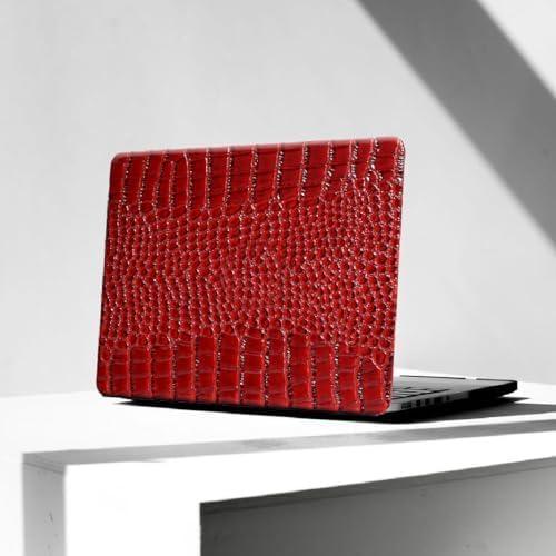 KEROM Compatible for MacBook Air 13 inch Case 2026 M5, 2022-2025 M4/M3/M2 A3449 A3240 A3113 A2681, Textured Luxury Crocodile Aligator Skin Snakeskin PU Leather Hardshell & Keyboard Cover, Burgundy