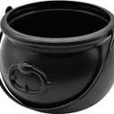 SpinLaLa 8" Plastic Black Cauldron Kettle Halloween Candy Bowl, Large Witch Cauldron Pot Bucket for Halloween Decorations Trick or Treat Party Supplies