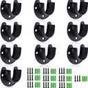 RHBLME 10PCS Stainless Steel Closet Rod Brackets Black, 1-1/4 Inch Diameter U-Shaped Closet Rod Holders, Heavy Duty Closet Rod End Supports Closet Pole Sockets Flange Rod Holder Set with Screws