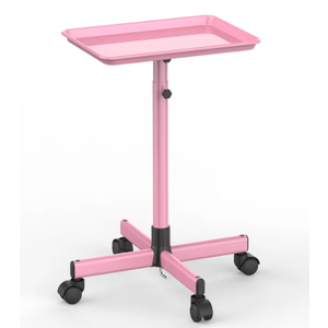 Salon Tray Cart Rolling Tray Spa Tray,Tattoo Tray Dental Tray Height Adjustable,Salon Tray on Wheels Premium Metal Rolling Trolley,Pink