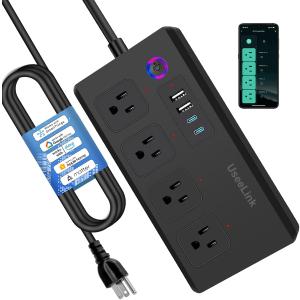 ZigBee Smart Power Strip Surge Protector,Smart Fast Charge, 4 Individually Controlled Outlets, Compatible with Alexa Google Home Phiilps HUE, Black