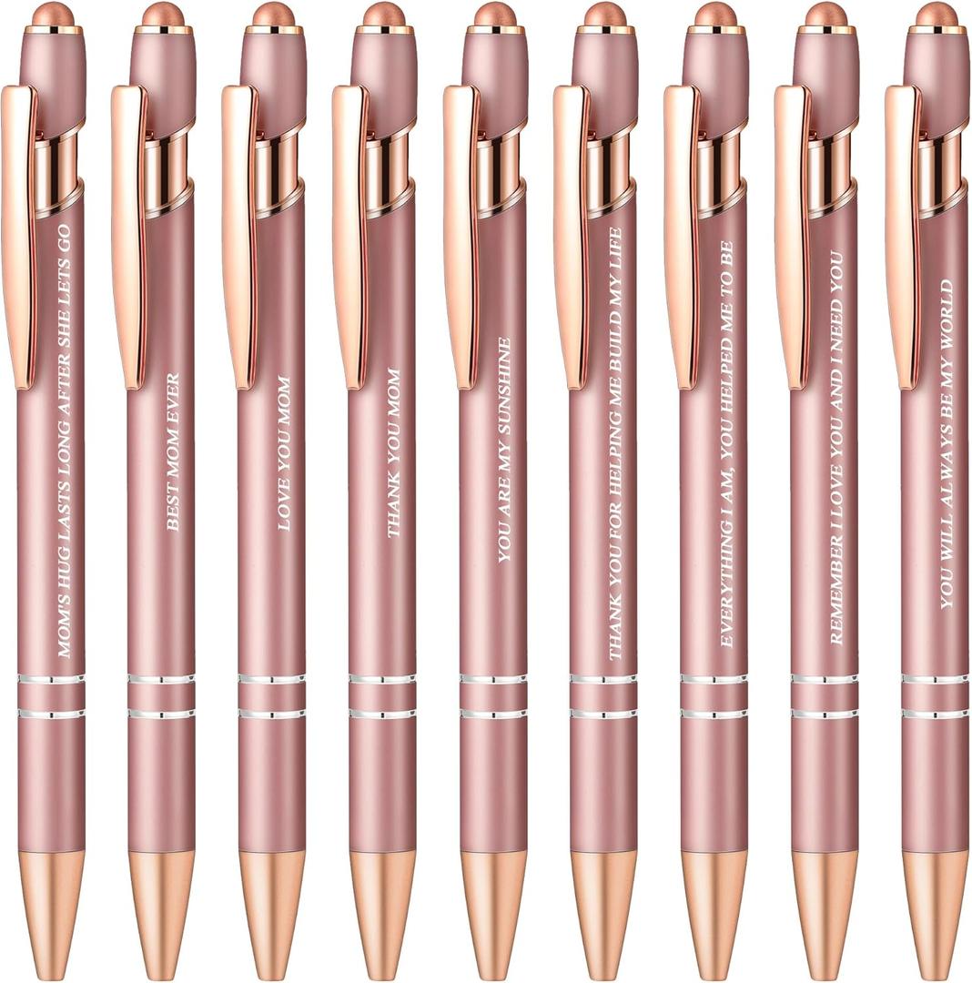 Aozora Best Mom Ever Gifts 9 Pack Fancy Pens with Stylus Tips Presents for Mom from Daughter or Son, Mothers Day Pens Happy Birthday Gifts for Moms