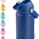 Kerilyn Stainless Steel Insulated Water Bottle For Kids, Toddler Cup With Straws Leak-proof, For School Boys Girls, BPA Free, Blue, 12oz