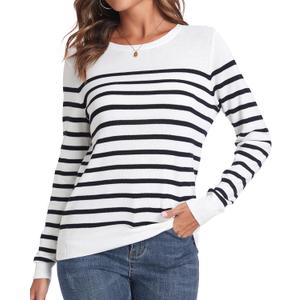 QUALFORT Women's Sweater 100% Cotton Long Sleeve Pullover Sweater Soft Lightweight Knit Tops 2025 (XL)