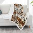 Lavish Home Fleece Sherpa Throw Blanket - Ultra Soft Plush Bed, Sofa or Couch 50" x 60" Tiger Set of 1